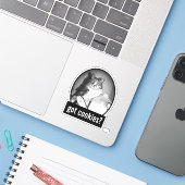 Kat Drink melk van Jug Sticker (Laptop met iPhone)
