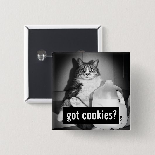 Kat Drink melk van Jug Vierkante Button 5,1 Cm (Voorkant /achterkant)
