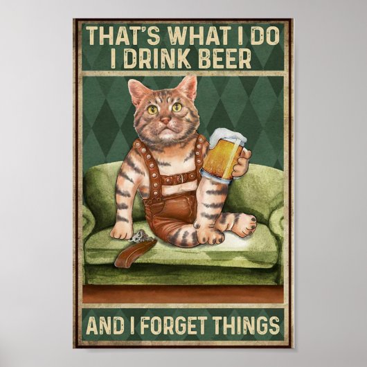 Kat drink vintage poster (Voorkant)