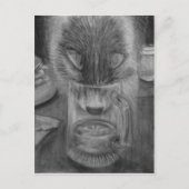 Kat Drink waterstoffering Oorspronkelijke houtskoo Briefkaart (Voorkant)