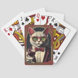 Kat drink wijnkaarten pokerkaarten