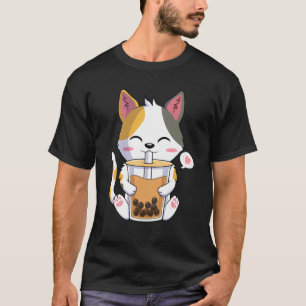Kat Drinkende Boba Bubble Thee Liefhebber T-shirt