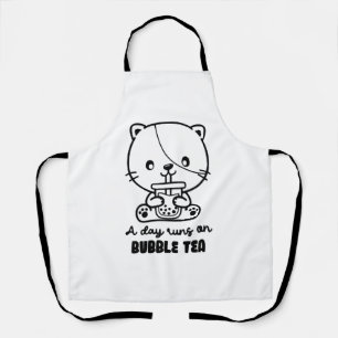 Kat Drinkt Bubble Tea, Boba Tea Clipart Schort