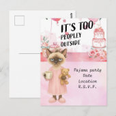 Kat drinkt koffie pyjamafeestje briefkaart (Voorkant / Achterkant)