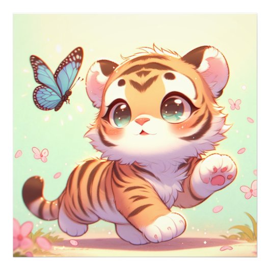 Kat dromen met vlindervleugels foto afdruk (Voorkant)