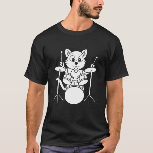 Kat Drummer citaat kat Drummen cool Percussie T-shirt (Voorkant)