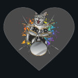 Kat Drummer die drums speelt Hart Sticker<br><div class="desc">Punk Rockstar Kitten Kitty Cat Drummer die Drums grafische vormgeving afspeelde Gift Heart Sticker Classic Collectie.</div>