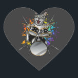 Kat Drummer die drums speelt Hart Sticker<br><div class="desc">Punk Rockstar Kitten Kitty Cat Drummer die Drums grafische vormgeving afspeelde Gift Heart Sticker Classic Collectie.</div>