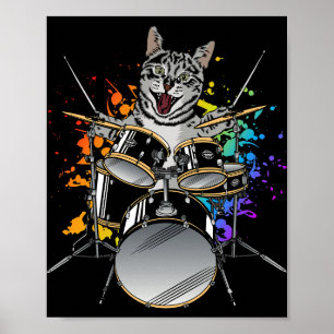 Kat Drummer die drums speelt Poster