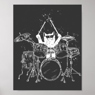 Kat Drummer die drums speelt Poster