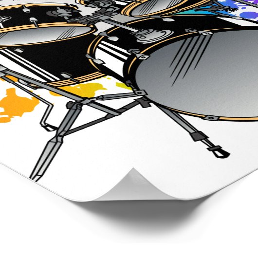 Kat Drummer die drums speelt Poster (Hoek)