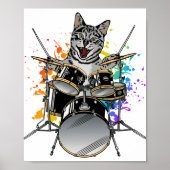 Kat Drummer die drums speelt Poster (Voorkant)