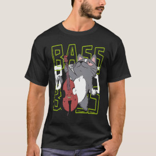Kat Dubbelbas Speler Jazz Muzikant Contrabas T-shirt