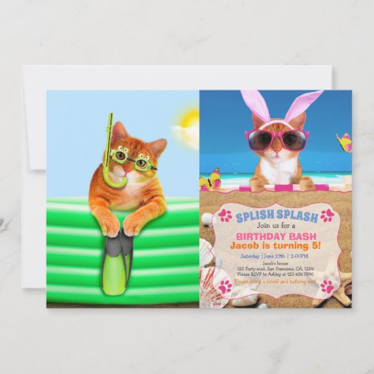 Kat-duiker met masker en snorkel kaart (Voorkant)