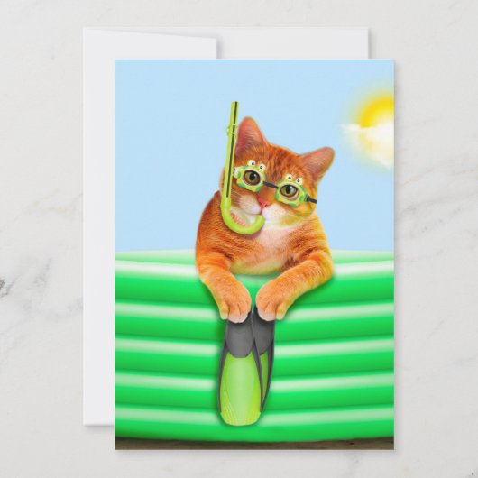 Kat-duiker met masker en snorkel kaart (Achterkant)