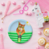 Kat-duiker met masker en snorkel papieren bordje (Feest)