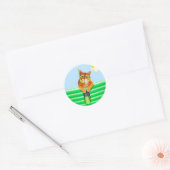 Kat-duiker met masker en snorkel ronde sticker (Envelop)