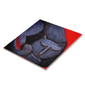 Kat dutje Abstract pastelschilderij Tegeltje (Zijkant)