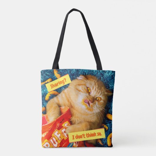Kat Eating Cheese Puffs Tote Bag (Achterkant)