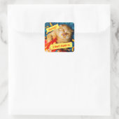 Kat Eating Cheese Puffs Vierkante Sticker (Tas)