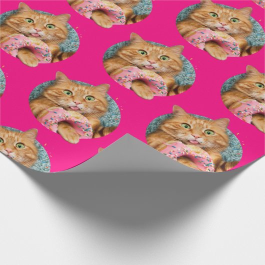 Kat Eating Donut Cadeaupapier (Hoek)