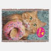 Kat Eating Donut Deken (Voorkant)