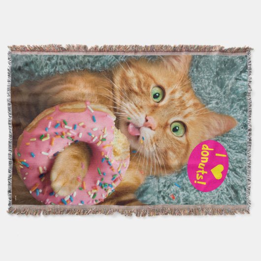 Kat Eating Donut Deken (Voorkant)