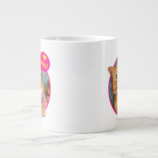 Kat Eating Donut Grote Koffiekop (Voorkant)