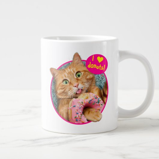 Kat Eating Donut Grote Koffiekop (Rechts)