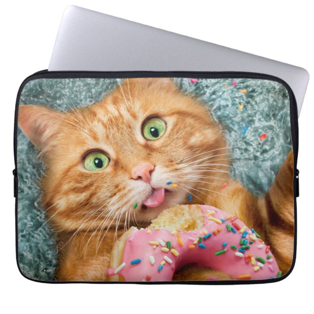 Kat Eating Donut Laptop Sleeve (Voorkant)