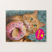 Kat Eating Donut Legpuzzel (Horizontaal)