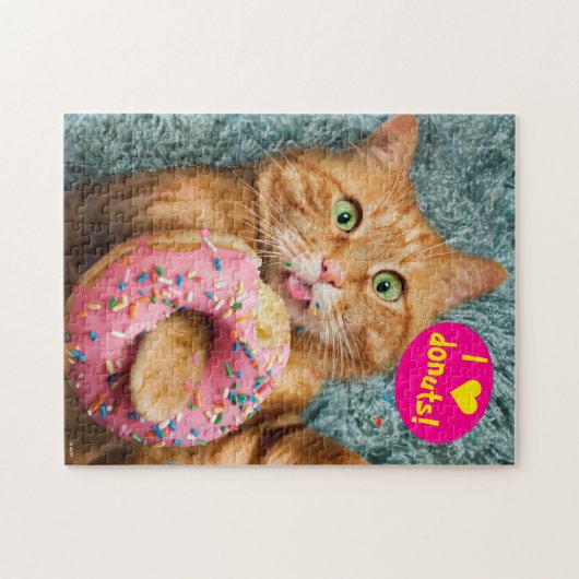 Kat Eating Donut Legpuzzel (Horizontaal)