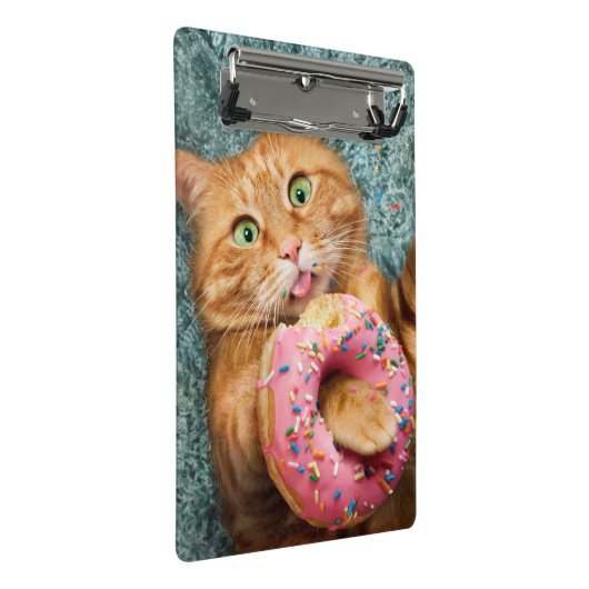 Kat Eating Donut Mini Klembord (Schuin)