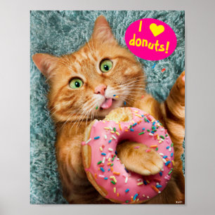 Kat Eating Donut Poster