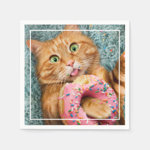 Kat Eating Donut Servet