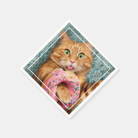 Kat Eating Donut Servet (Hoek)