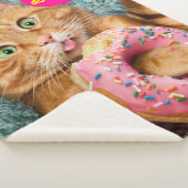 Kat Eating Donut Sherpa Deken (3/4)