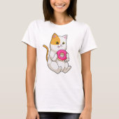 Kat Eating Donut T-shirt (Voorkant)