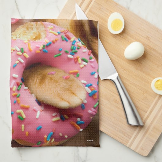 Kat Eating Donut Theedoek (Quarter Fold)