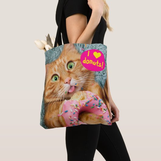 Kat Eating Donut Tote Bag (Dichtbij)