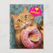 Kat Eating Donut Uitnodiging Briefkaart (Voorkant)