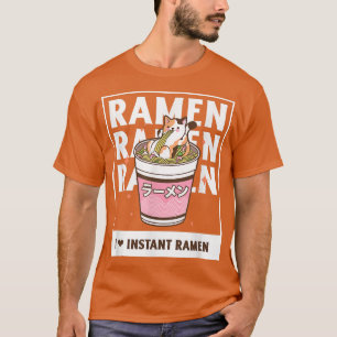 Kat Eating Japans Ramen Noodles Anime Kawaii 151 T-shirt