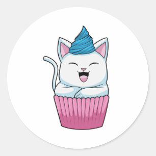 Kat Eating Muffin Ronde Sticker