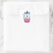 Kat Eating Muffin Vierkante Sticker (Tas)