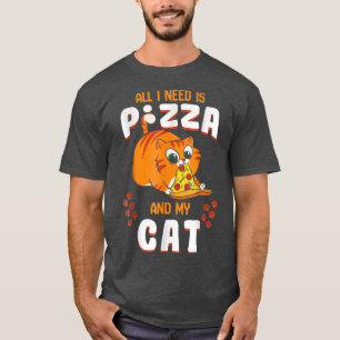 Kat Eating Pizza Pepperoni Slice Kitten Lover Paw T-shirt