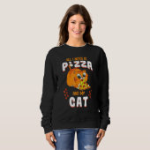 Kat Eating Pizza T-shirt Pepperoni Slice Kitten (Voorkant volledig)