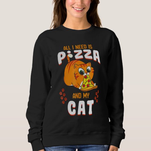 Kat Eating Pizza T-shirt Pepperoni Slice Kitten (Voorkant)