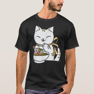 Kat Eating Ramen Bowl Kawaii Anime Japanse Cute G T-shirt