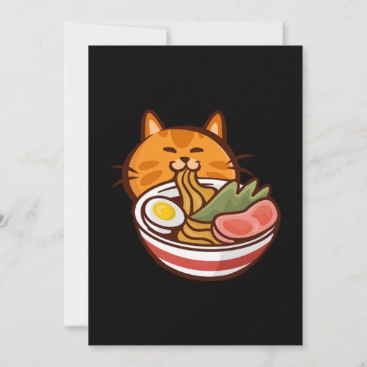 Kat Eating Ramen Japan Kitten Kat Pet Animal Gif Kaart (Voorkant)