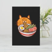 Kat Eating Ramen Japan Kitten Kat Pet Animal Gif Kaart (Staand voorkant)
